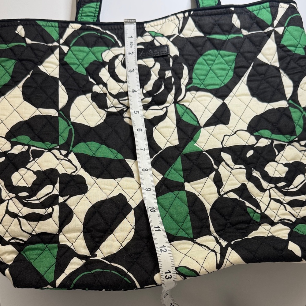 Vera Bradley Rose Quilted Tote Bag - Black, Green, and Cream - Picture 4 of 8